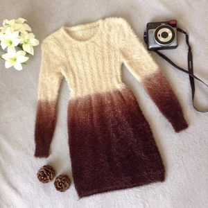 Long sleeves ombre dress